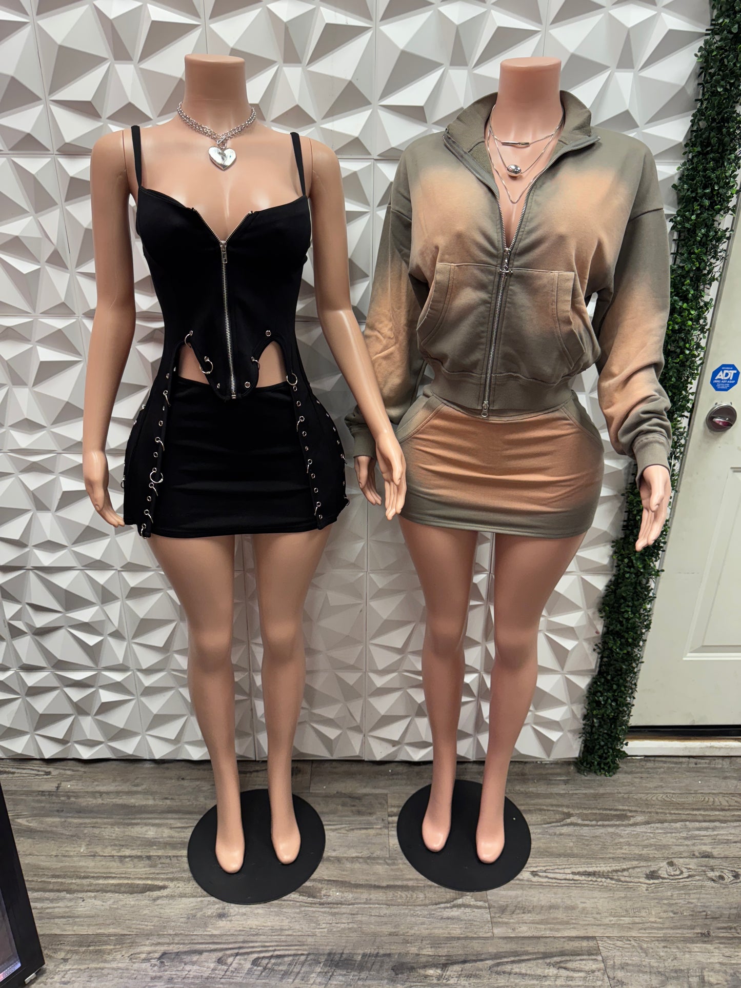 Nude Washed Skort Set