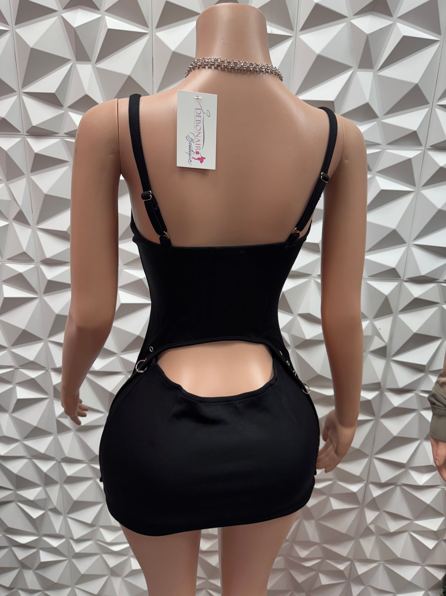 Unique Black Zip Skirt Set