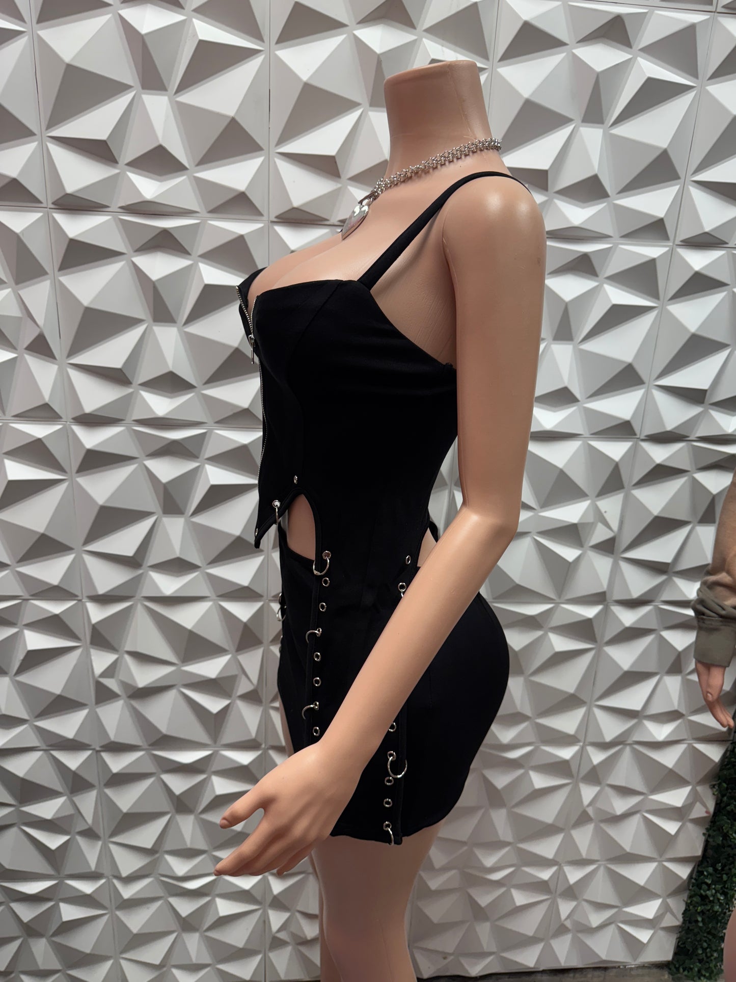 Unique Black Zip Skirt Set