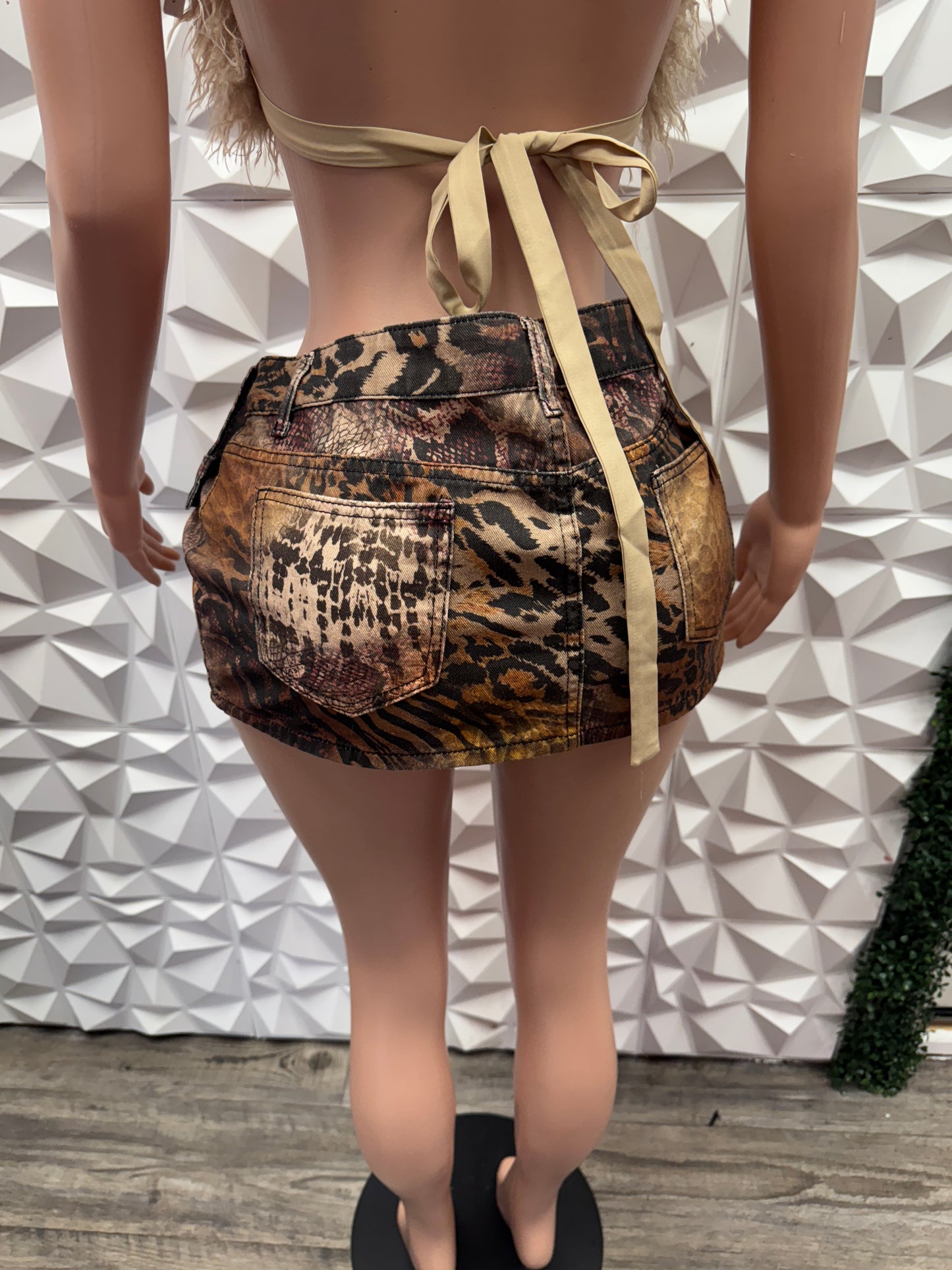Vintage Animal Print Mix Skirt
