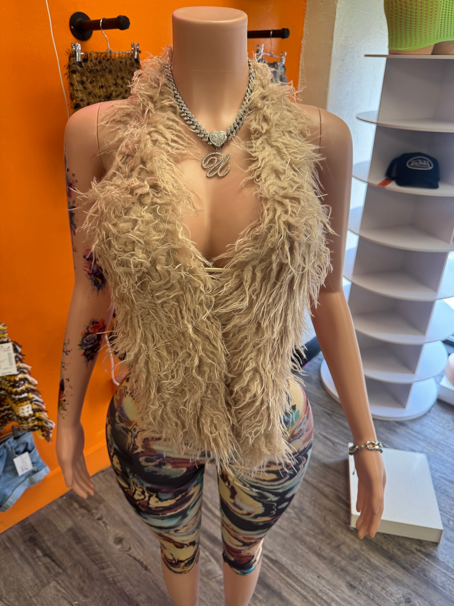 Nude Fur Backless Top
