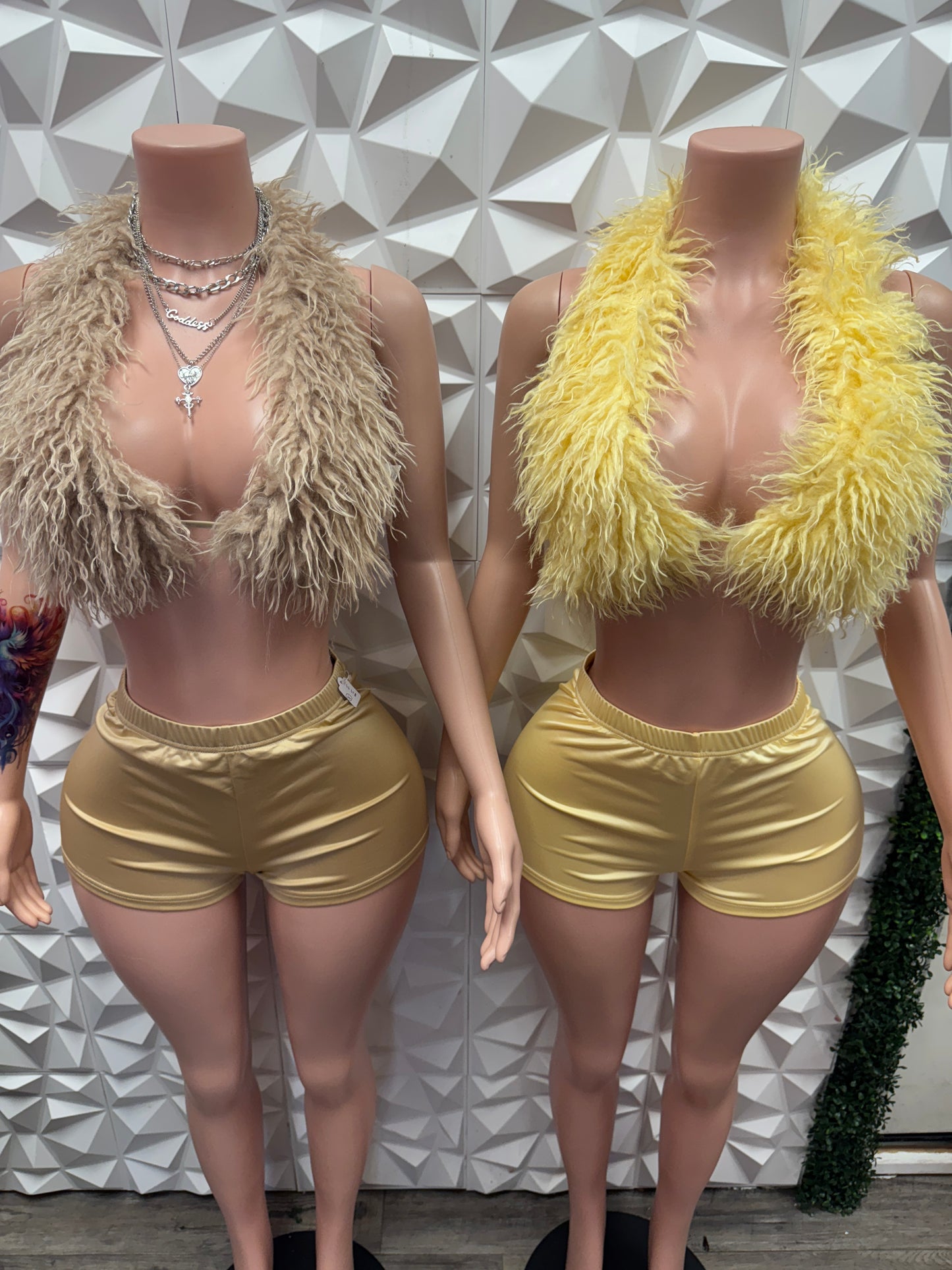 Fur Shorts Set