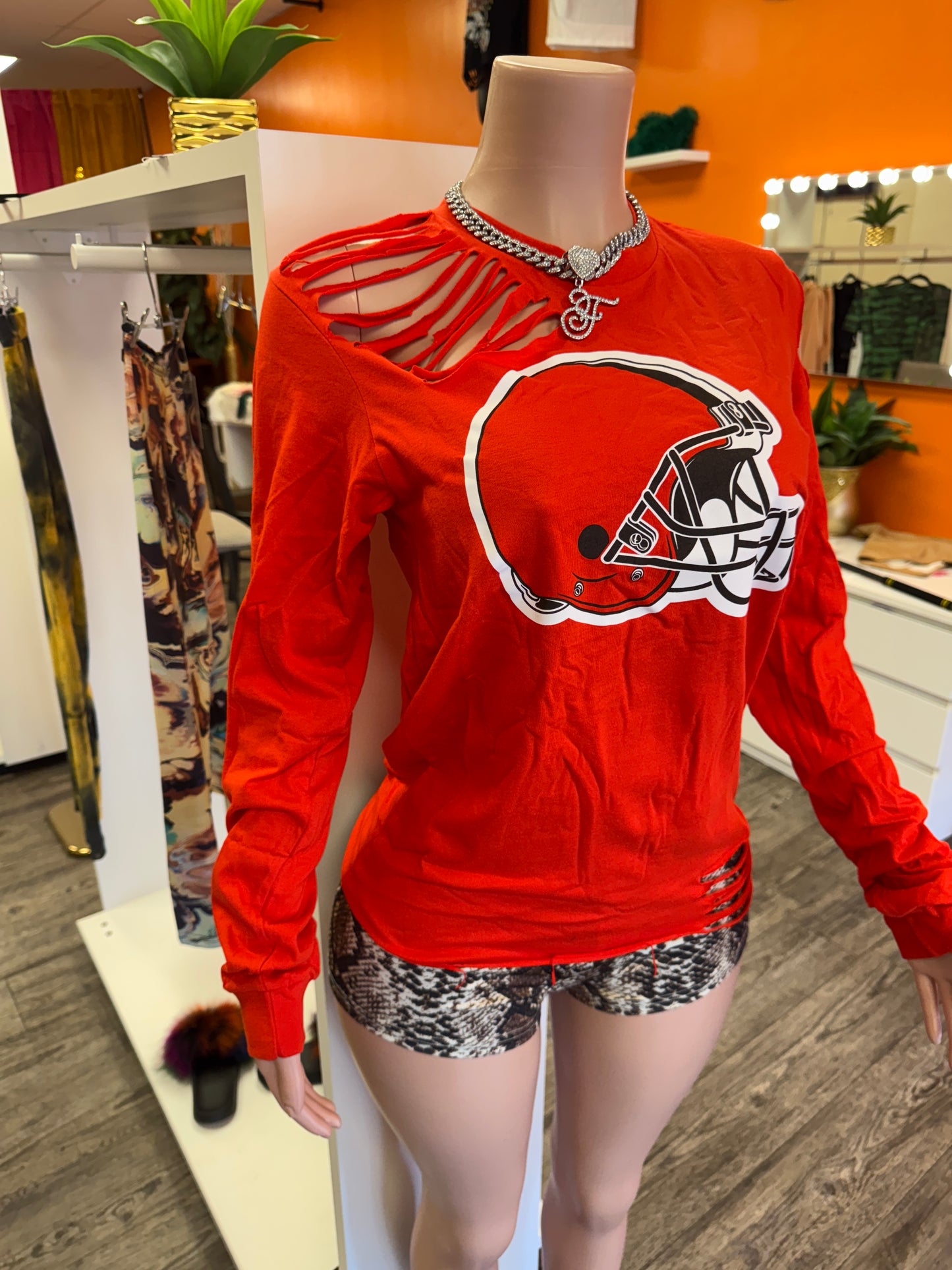 Browns Custom Distressed Sweatshirt Top