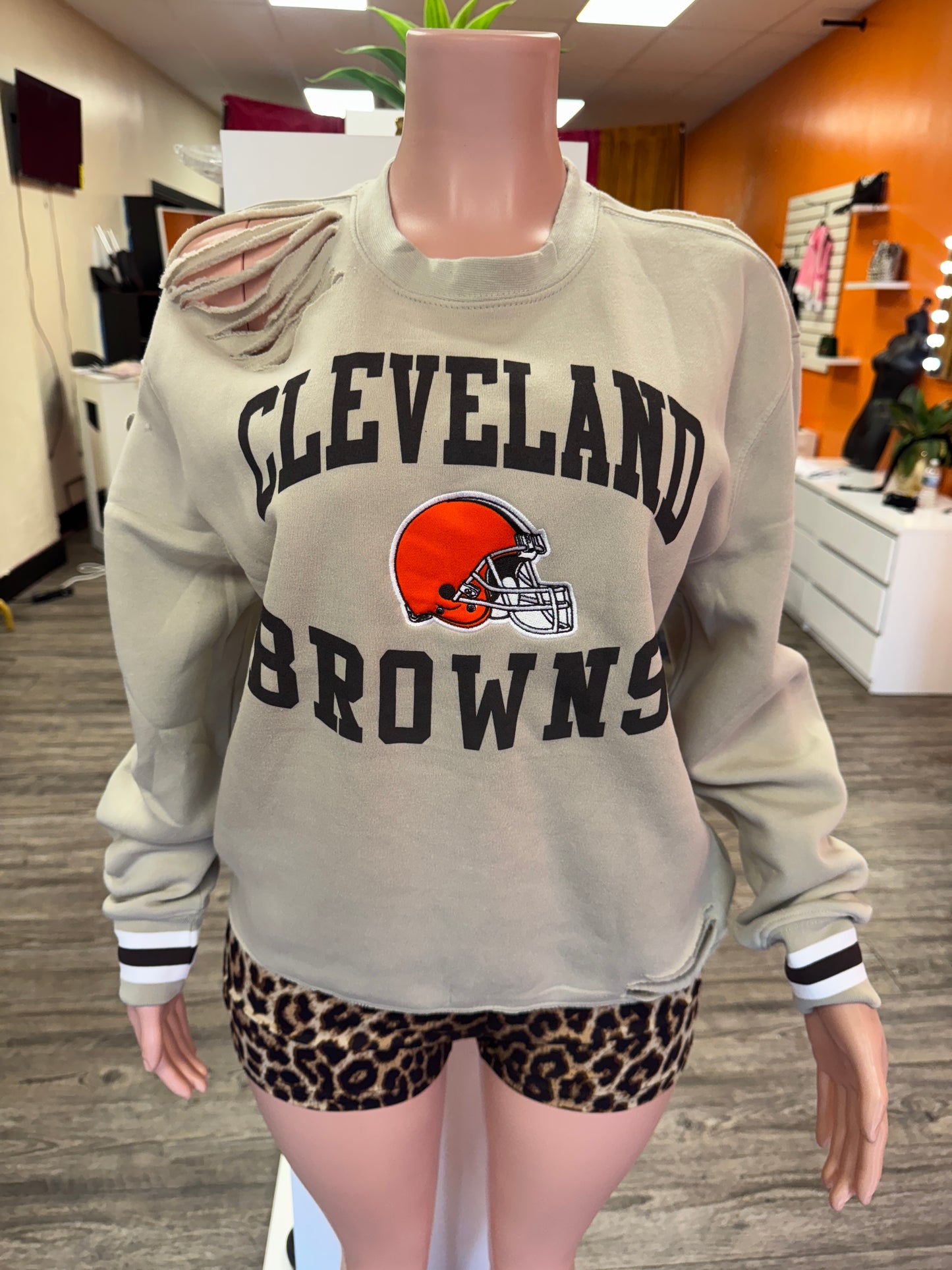 Browns Custom Distressed Sweatshirt