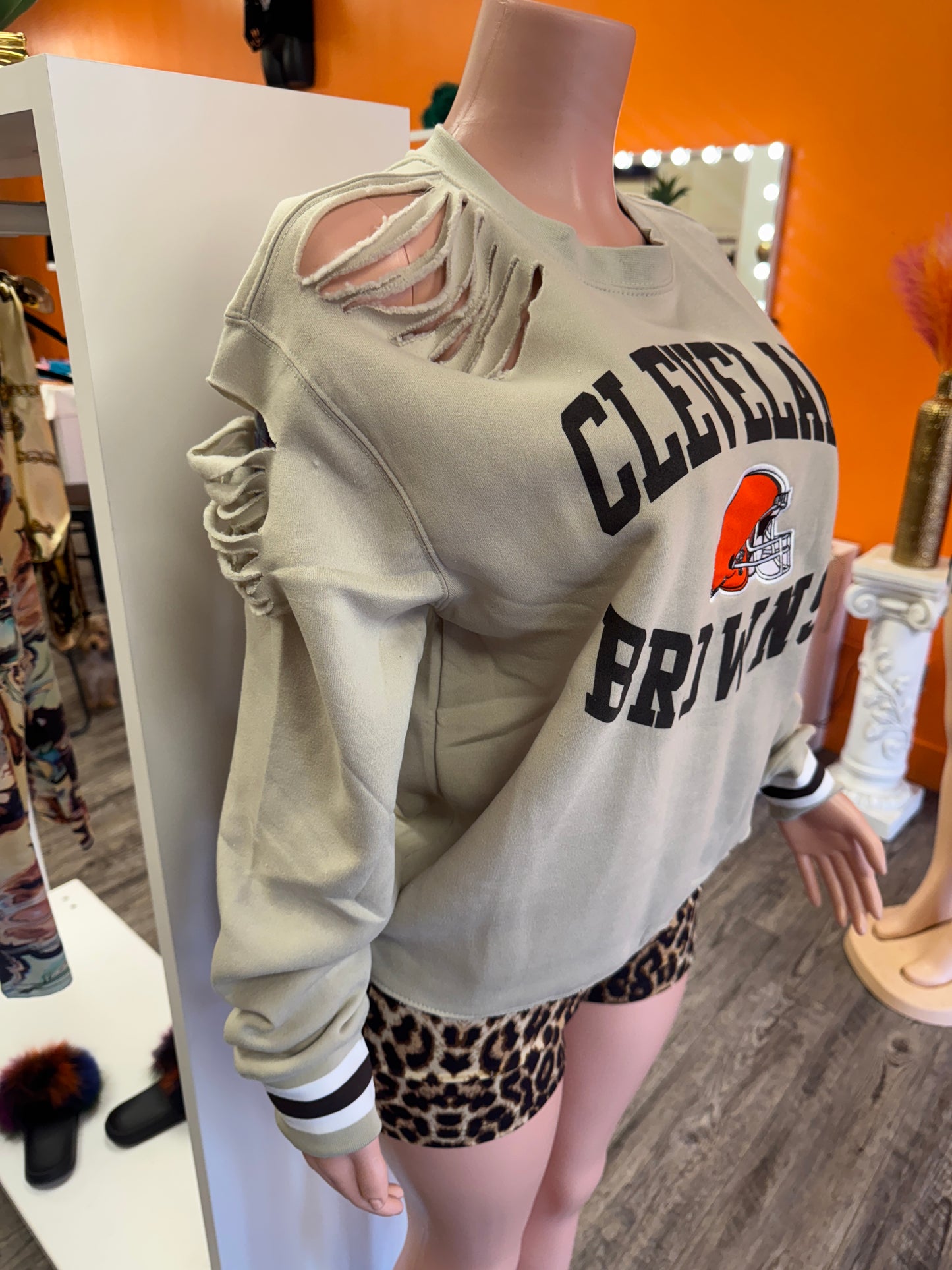 Browns Custom Distressed Sweatshirt