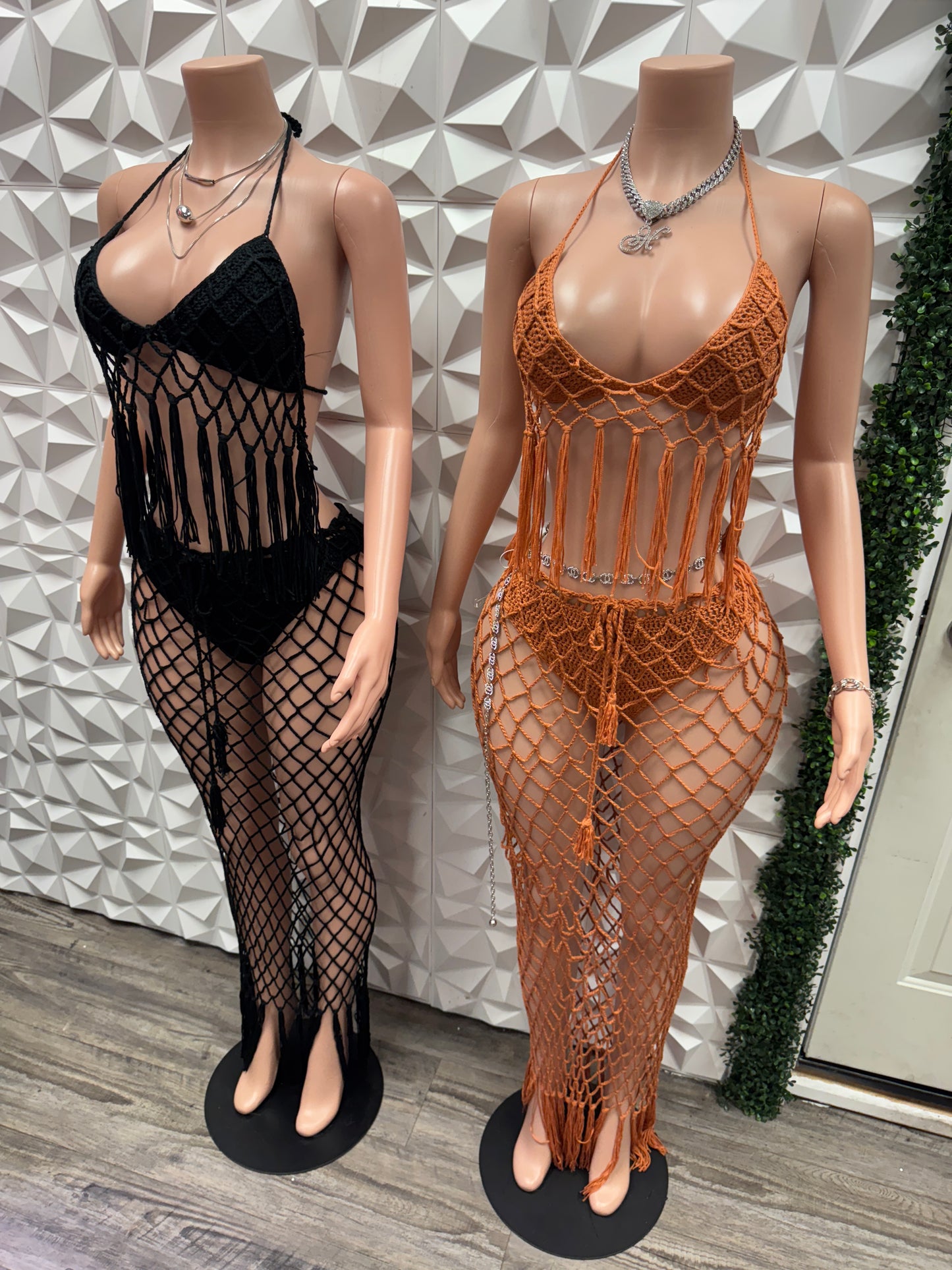 Fringe Croche Swimsuit Cover Up Set