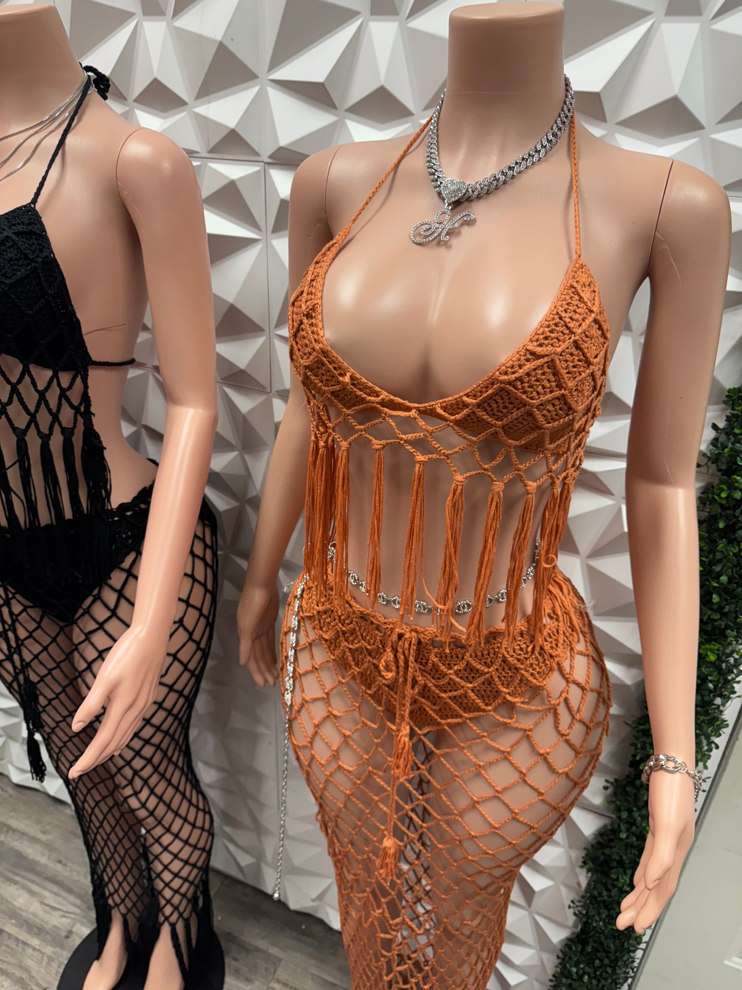 Fringe Croche Swimsuit Cover Up Set