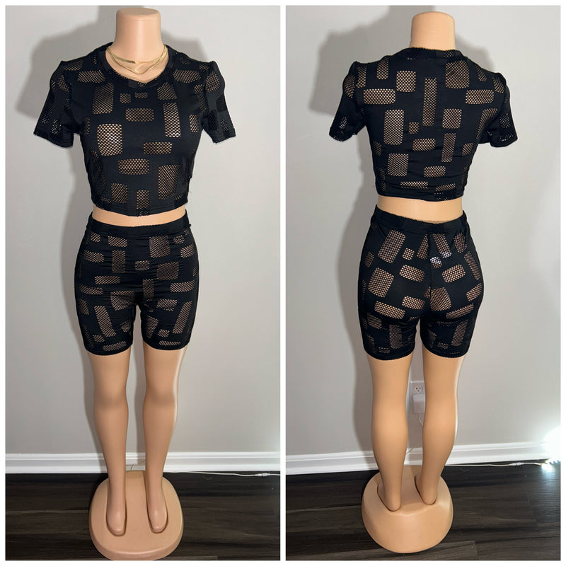 Unique Design Mesh Shorts Set