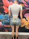 Irregular Gold Denim Skort