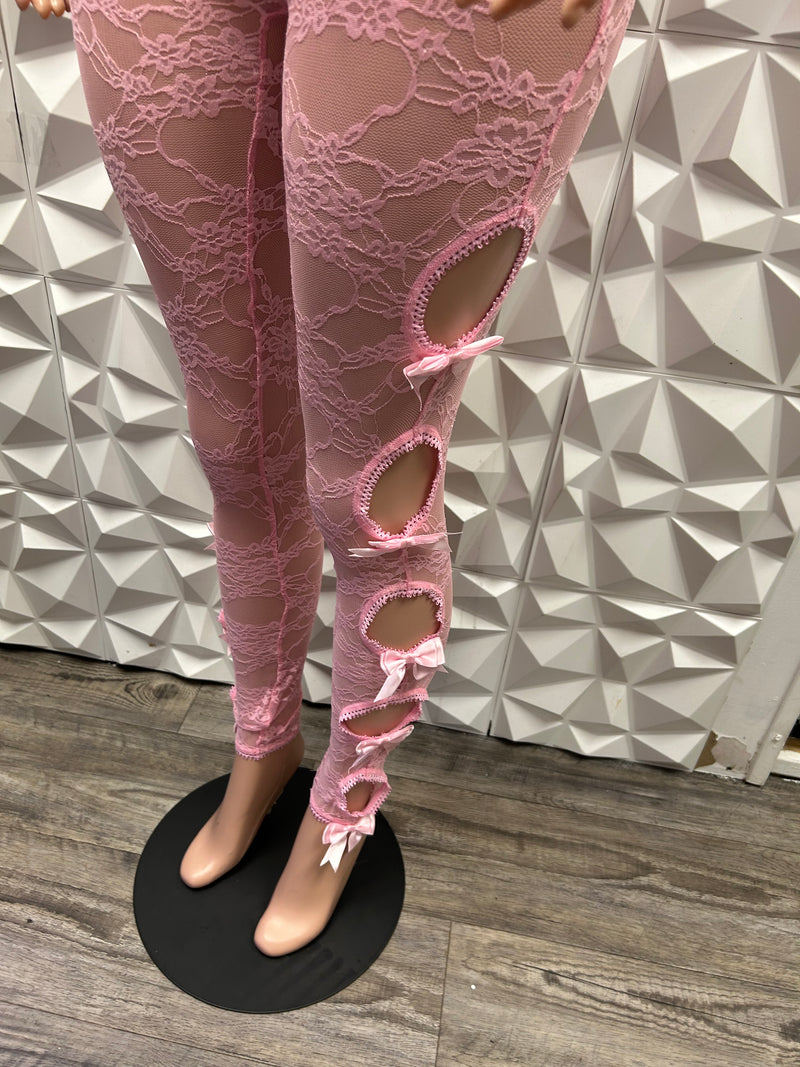 Pink Side Bow Leggings