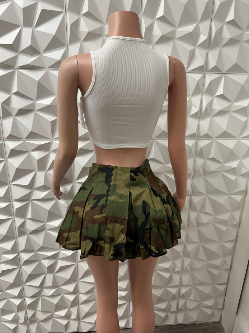 Camo Pleated Skirt