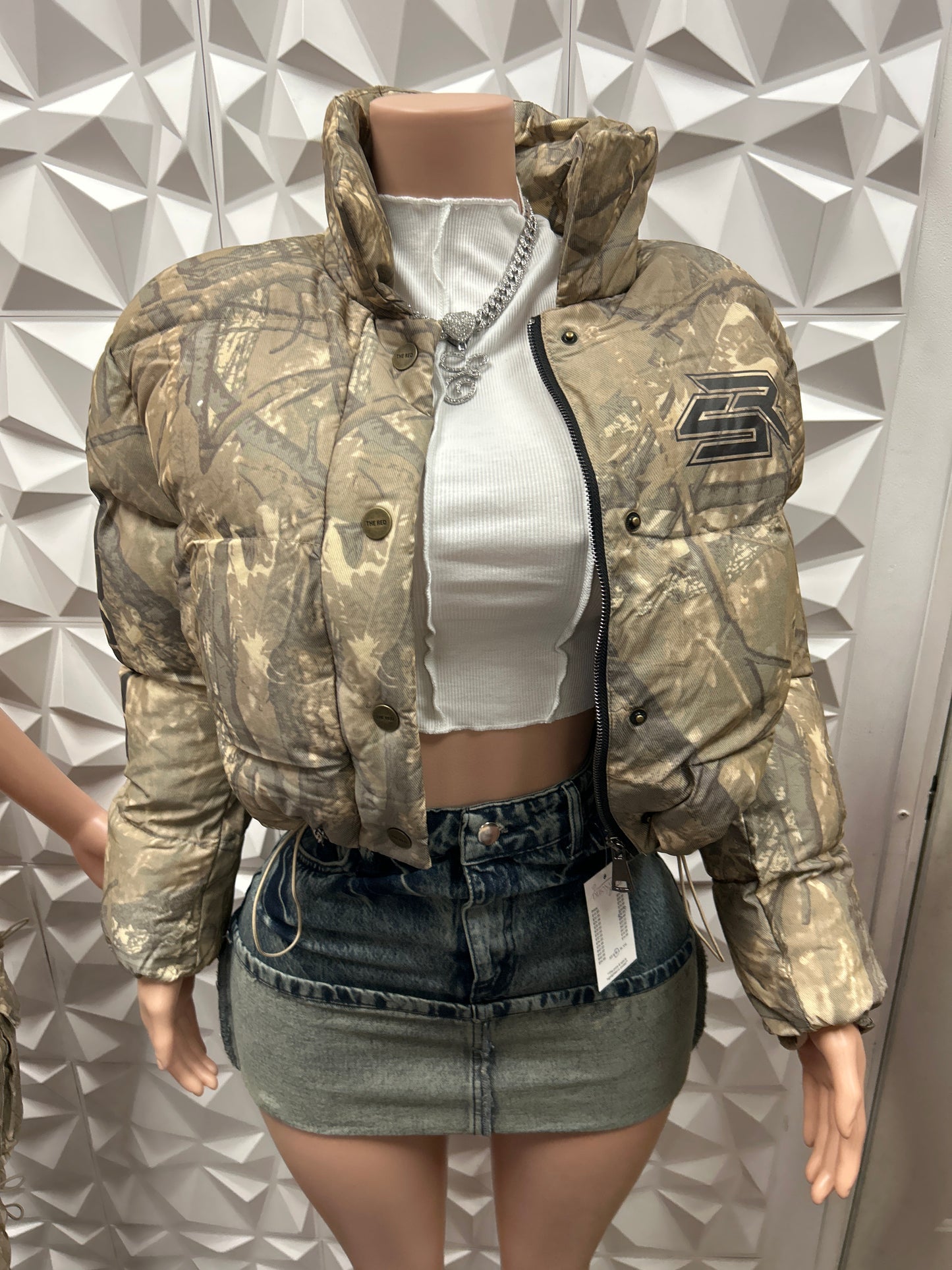 Detailed Nude Camo Jacket