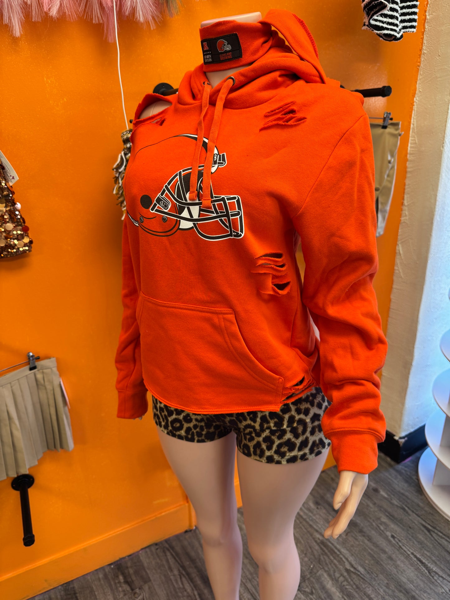 Browns Custom Distressed Hoodie W/ Headband