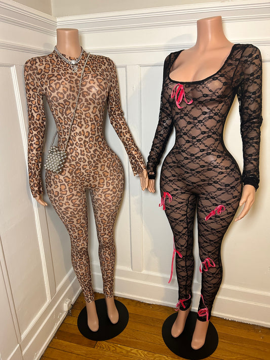 Leopard Mesh Jumpsuit