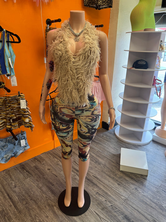 Nude Fur Backless Top