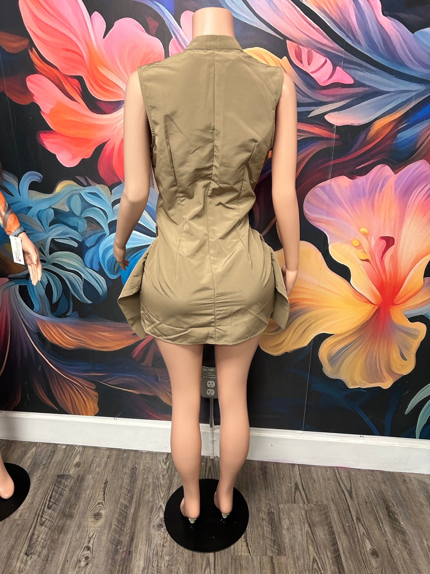 Nude Cargo Zip Dress