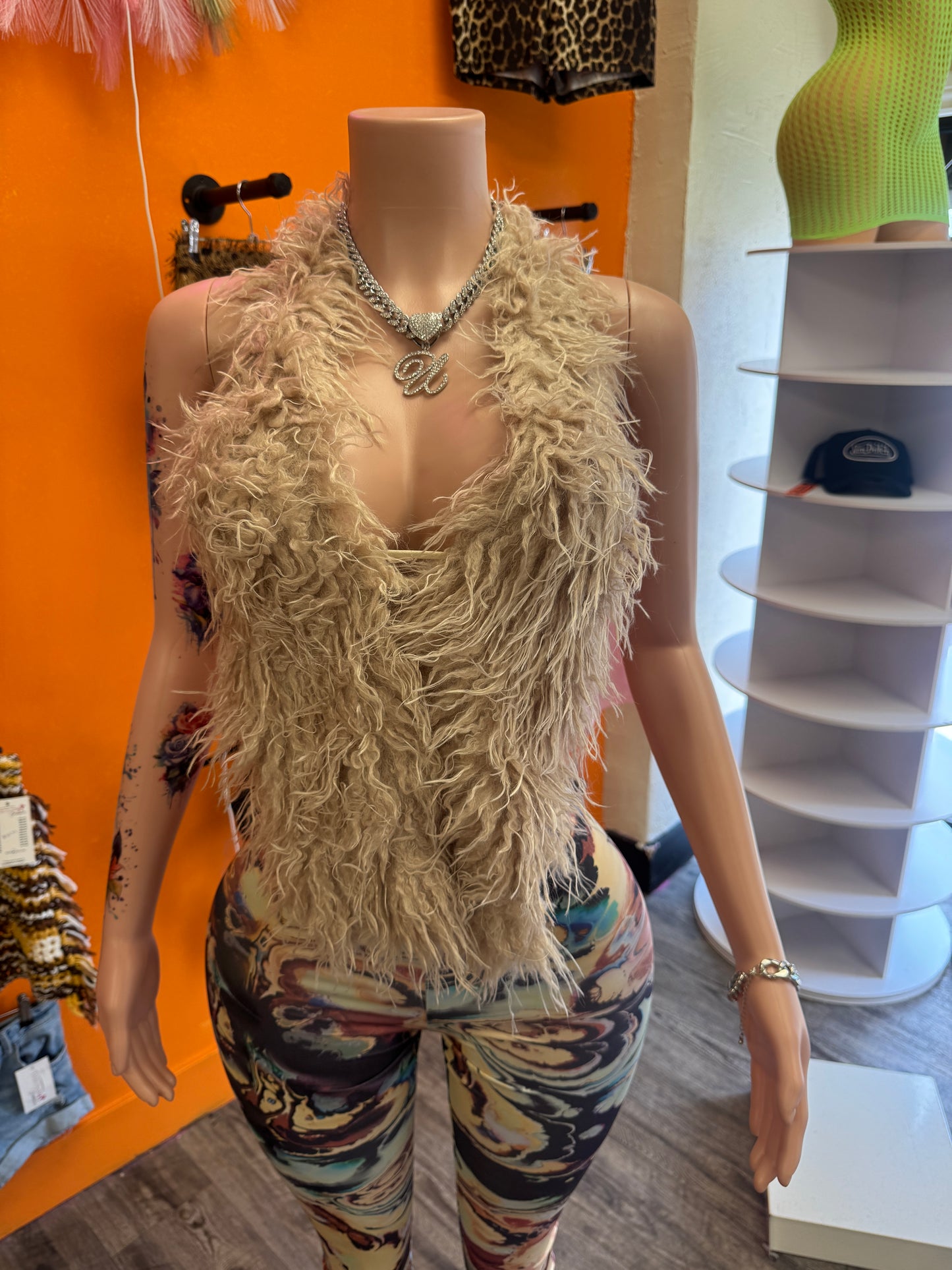 Nude Fur Backless Top