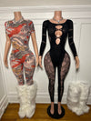 Sexy Design Mesh Jumpsuit