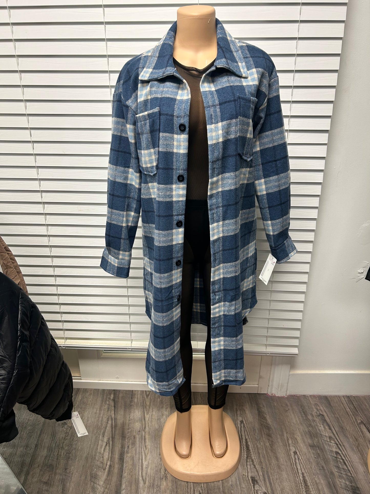 Cute plaid Long Knit Rib Cardigan