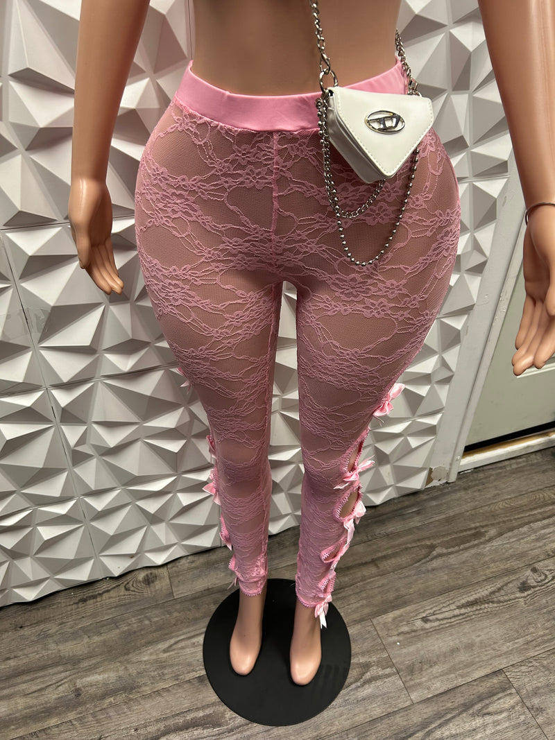 Pink Side Bow Leggings