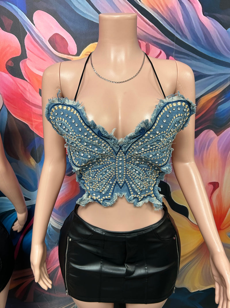 Denim Butterfly Top