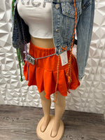 Orange Pleated Skort