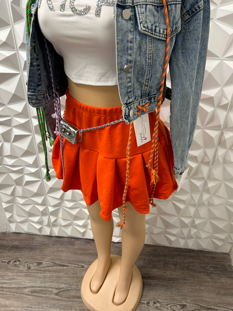 Orange Pleated Skort