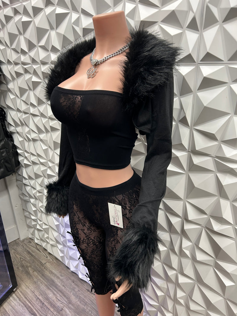 Black Fur Top