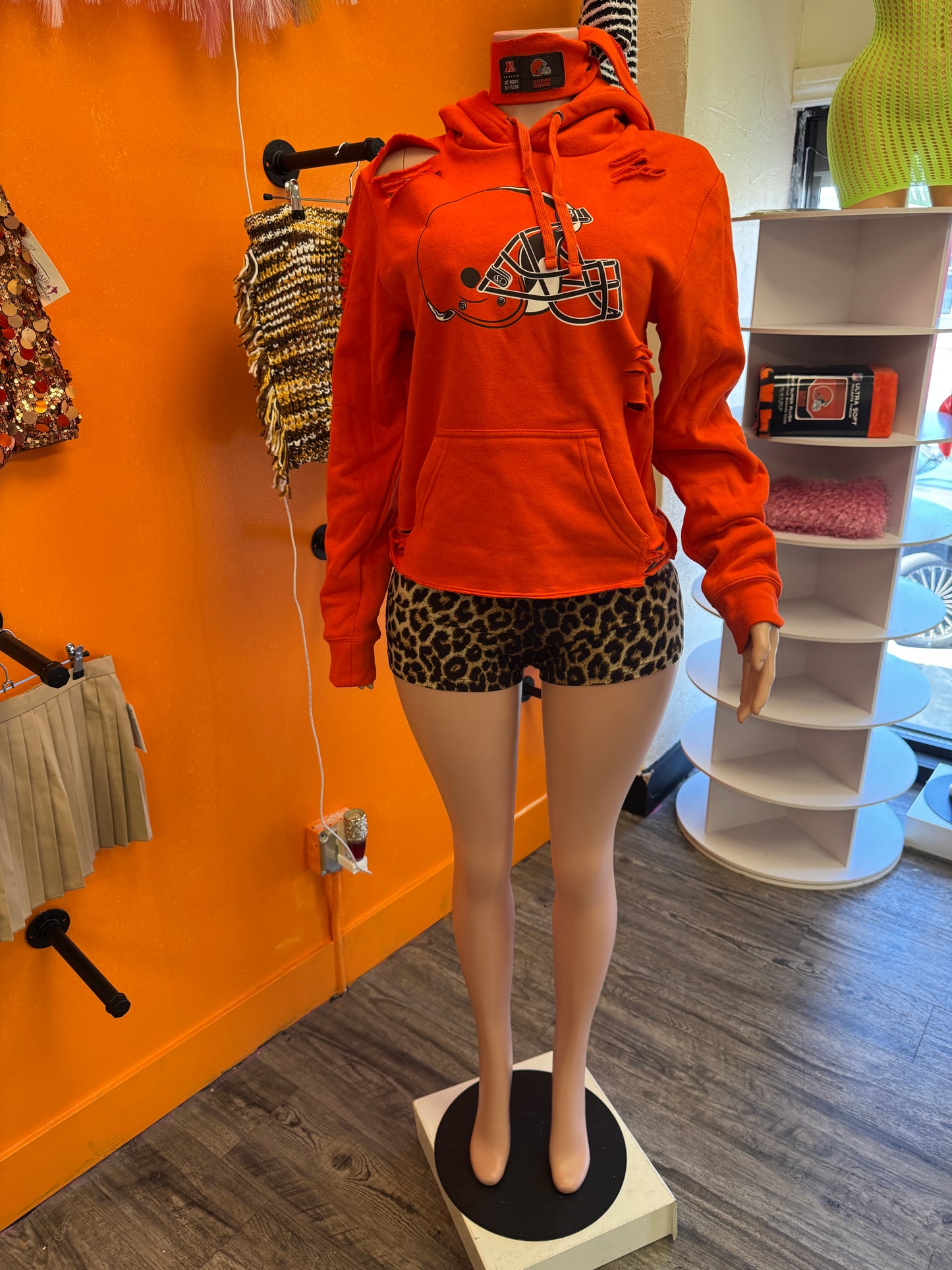 Browns Custom Distressed Hoodie W/ Headband