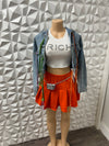 Orange Pleated Skort