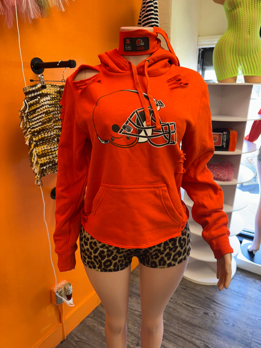 Browns Custom Distressed Hoodie W/ Headband