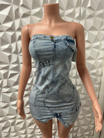 Unique Denim Patch Dress