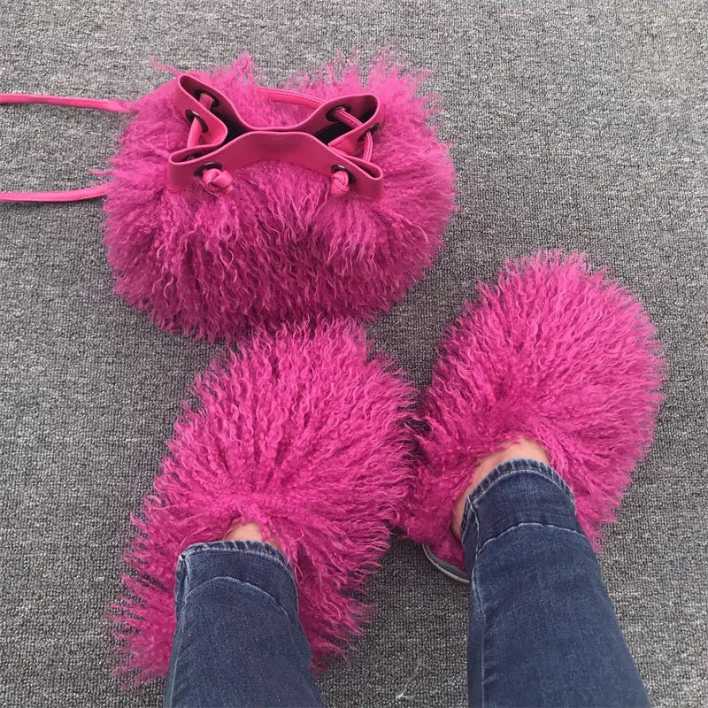 Fur Bag & Slides Set