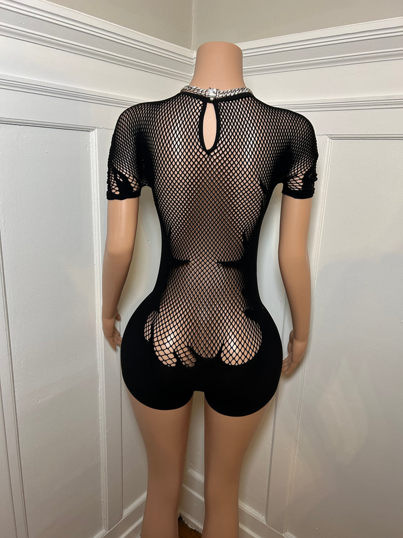 Hot Girl Mesh Design Romper