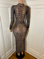 The Animal Print Mesh Dress