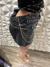 Denim Detailed Chain Skirt