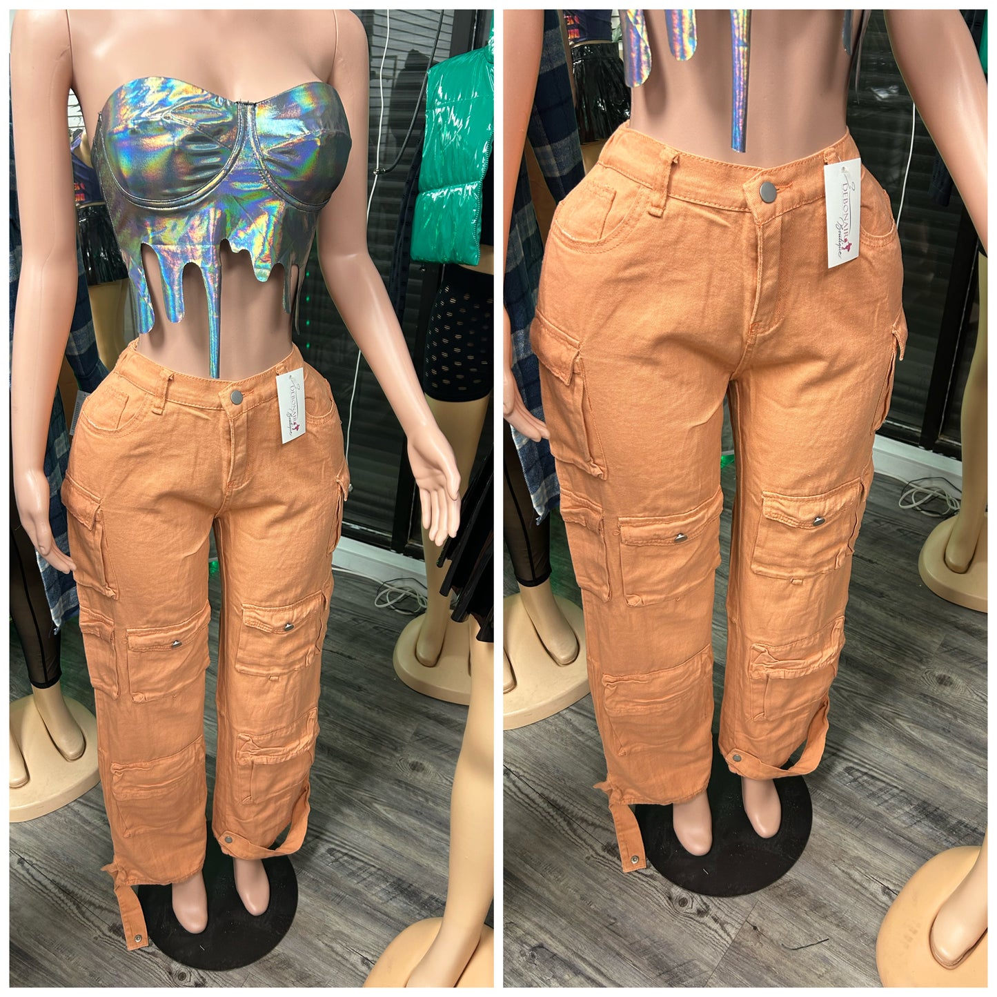 Unique Color Denim Cargos