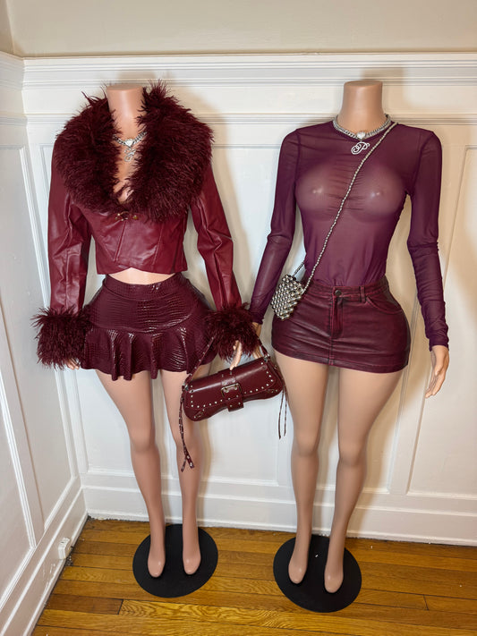 Burgundy Fur Top