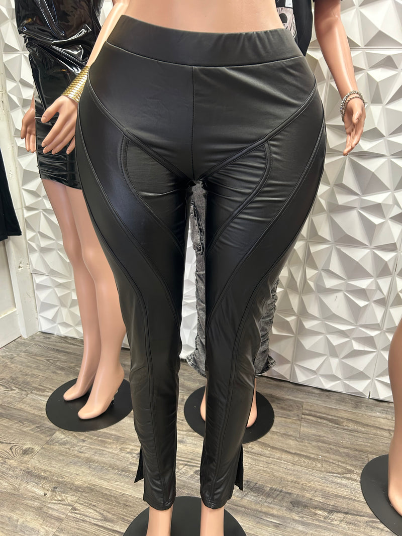 Leather Geo Design Pants