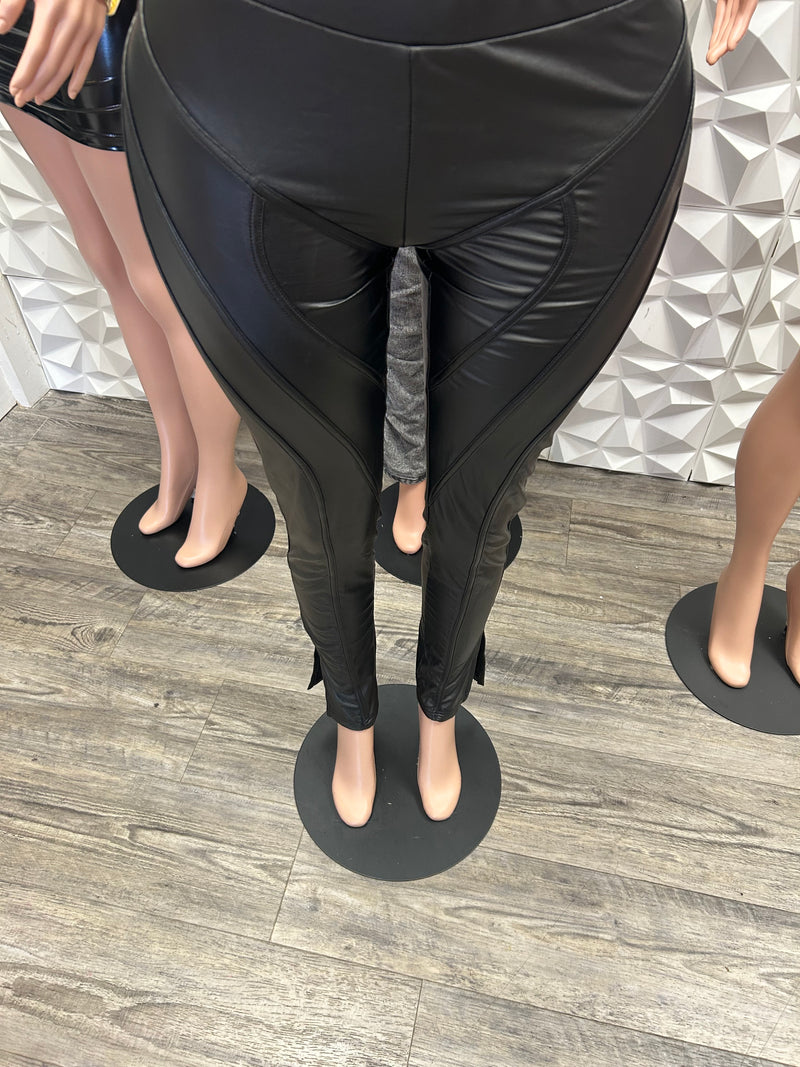 Leather Geo Design Pants