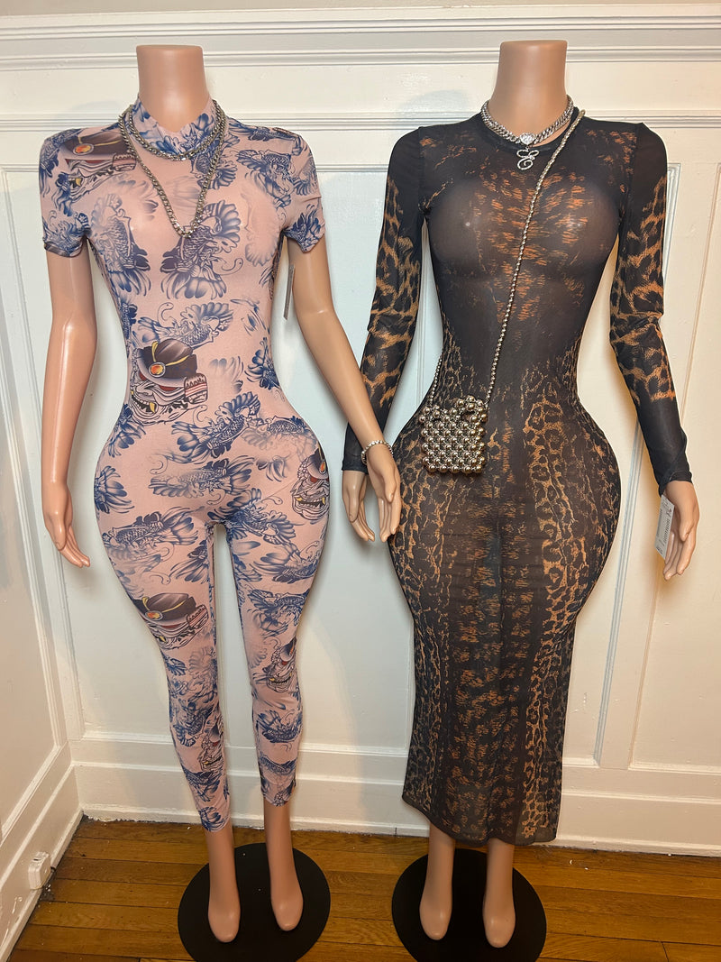 The Animal Print Mesh Dress