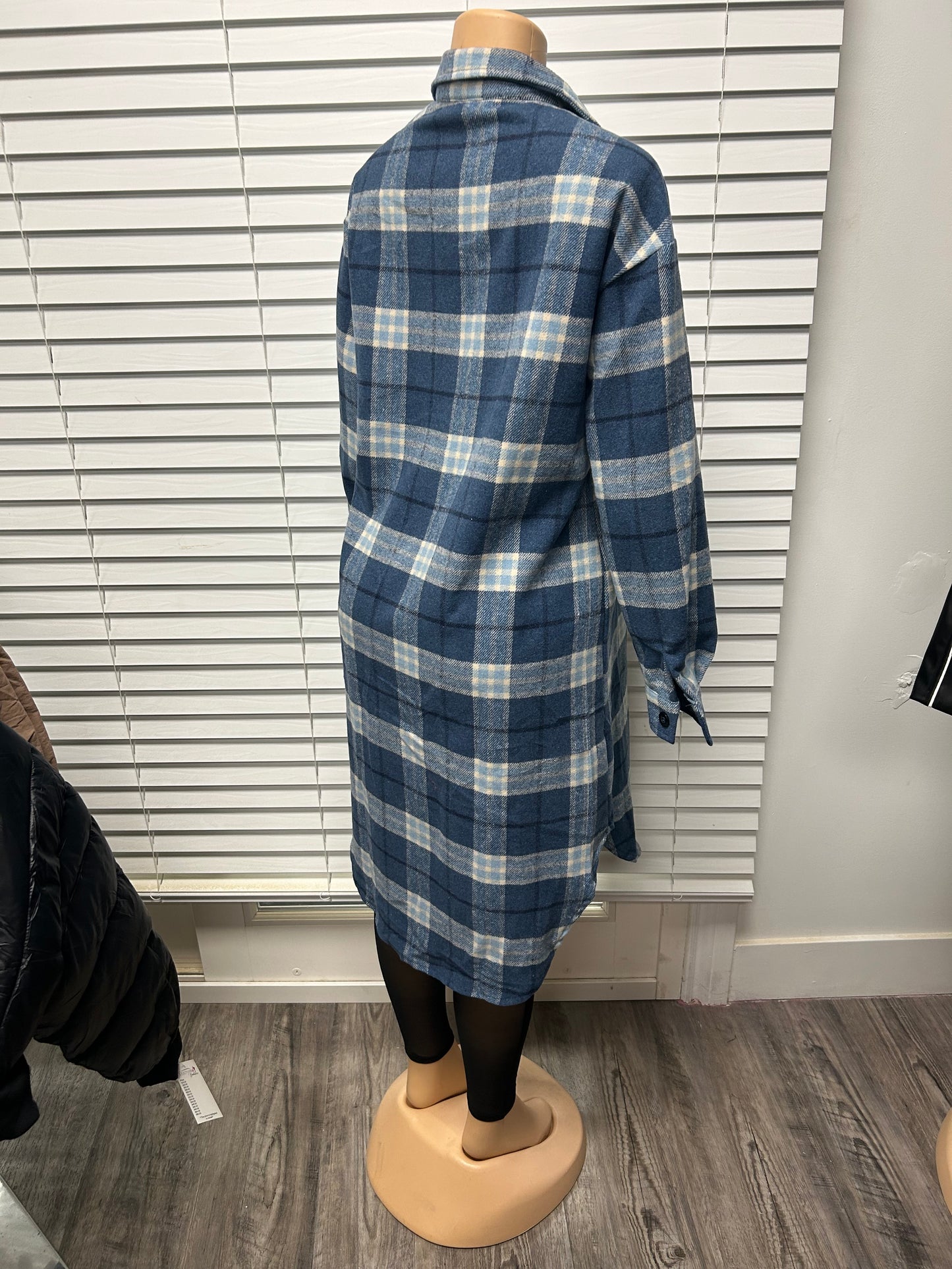 Cute plaid Long Knit Rib Cardigan