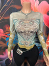 Long Sleeve Mesh Graphic Top