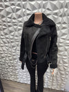 All Black Teddy Fur Lined Jacket