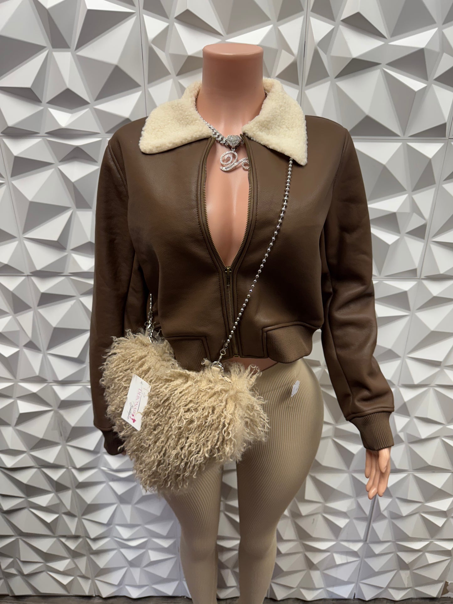 Brown Leather Fur Lined Jacket