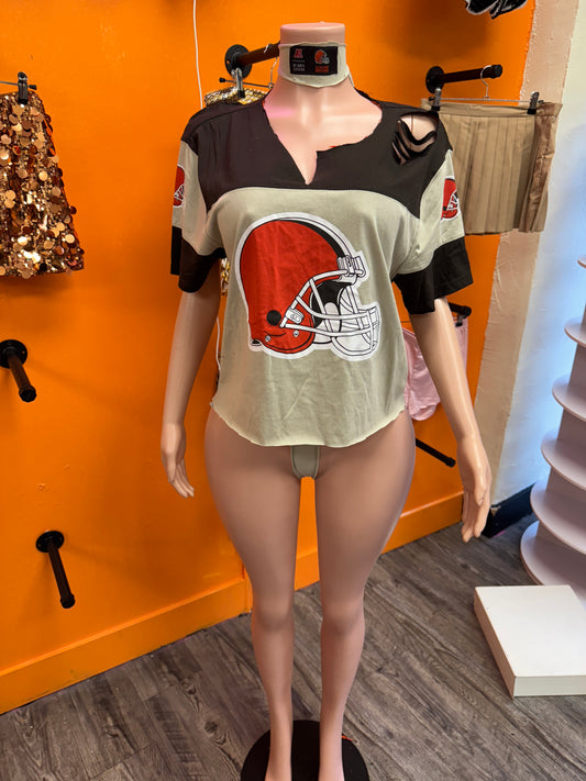 Browns Custom Distressed Crop Top