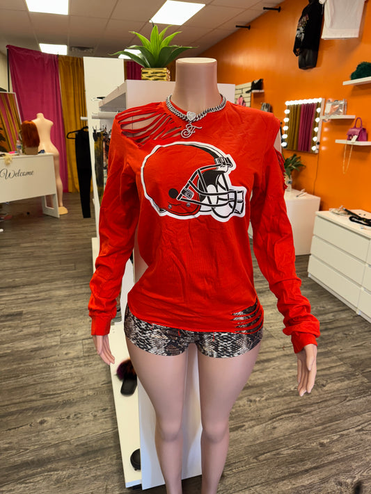 Browns Custom Distressed Sweatshirt Top