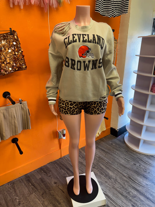 Browns Custom Distressed Sweatshirt