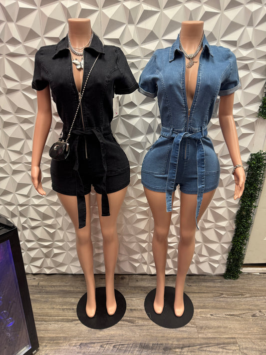 Short sleeve Denim Romper