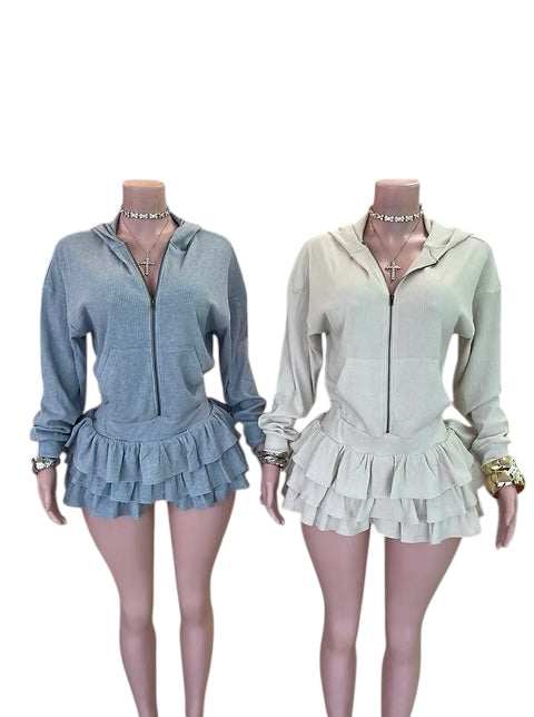 Ruffle Hooded Dress (Online Only)
